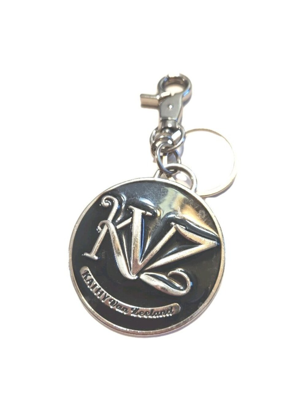 Kathy Van Zeeland Large Round Charm  Keychain Purse Clip Keyring